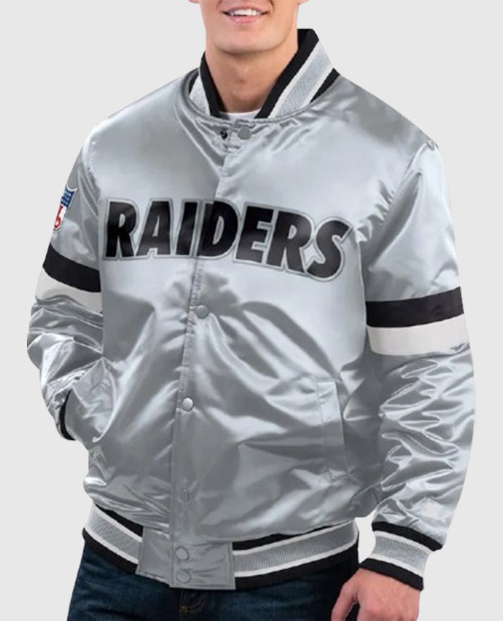 Silver Las Vegas Raiders Gridiron Classics Home Game Satin Jacket