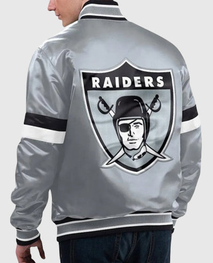 Silver Las Vegas Raiders Gridiron Classics Home Game Silver Satin Jacket