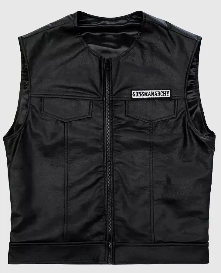 Sons Of Anarchy Black Biker Leather Vest