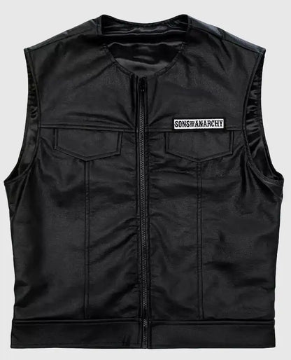 Sons Of Anarchy Black Biker Leather Vest