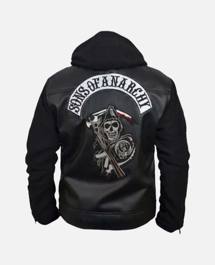 Sons Of Anarchy Black Hooded Leather Jacket