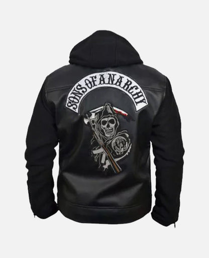 Sons Of Anarchy Black Hooded Leather Jacket