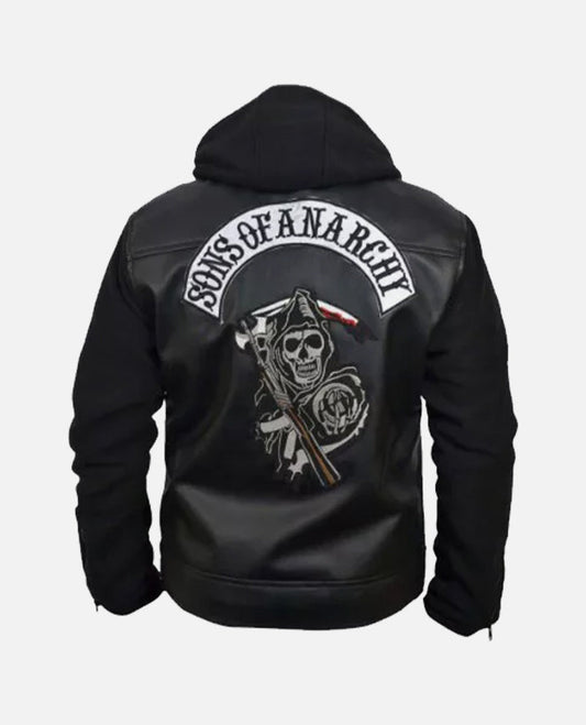 Sons Of Anarchy Black Hooded Leather Jacket