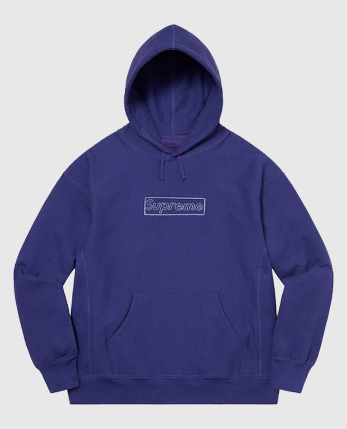 Supreme KAWS Chalk Logo Blue Hooded Sweatshirt