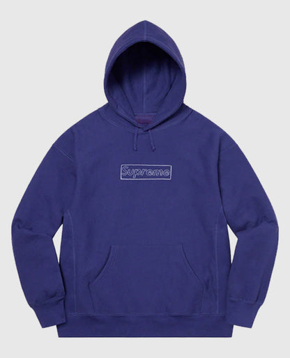 Supreme KAWS Chalk Logo Blue Hooded Sweatshirt