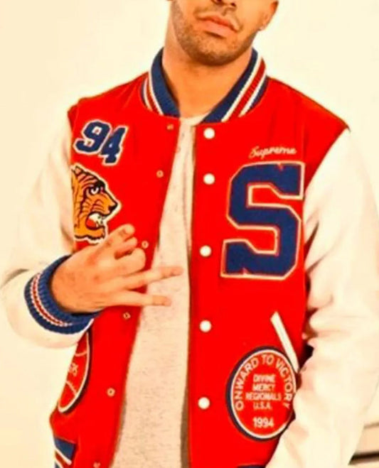 Supreme Tiger Playboi Carti Varsity Red and White Jacket