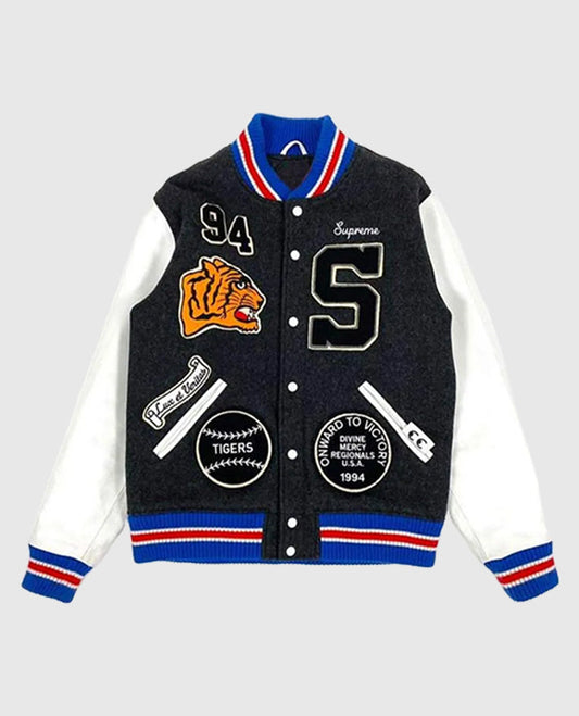 Supreme Tiger White and Black Varsity Jacket