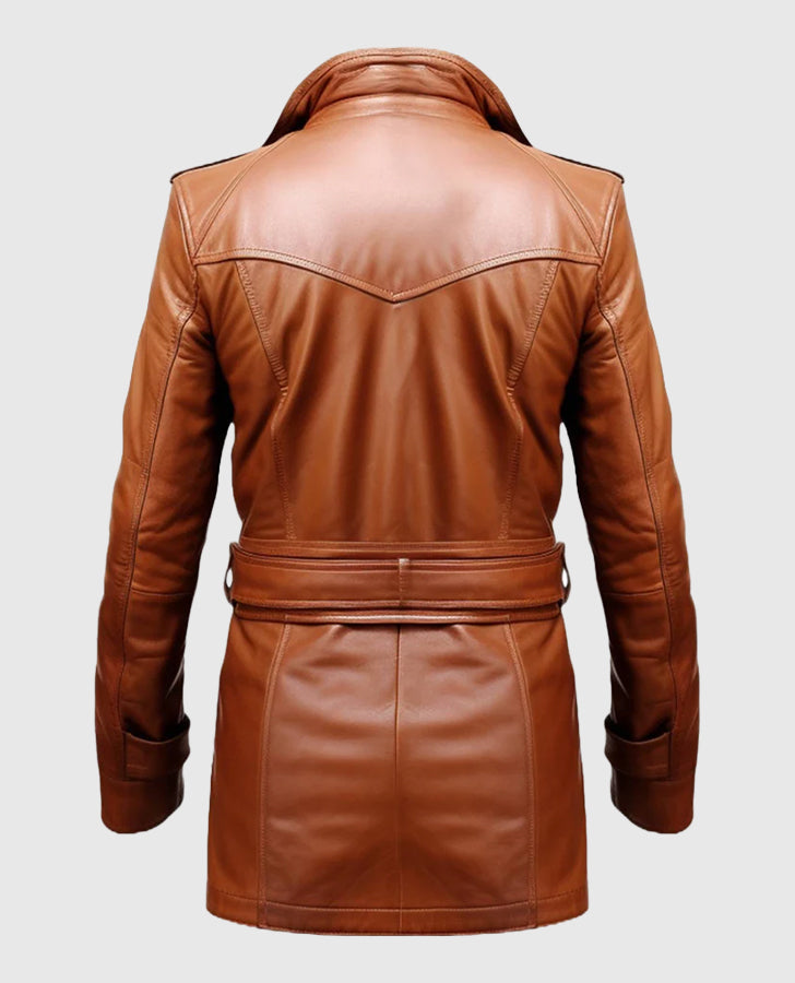 Tan Brown Leather Coat for Men