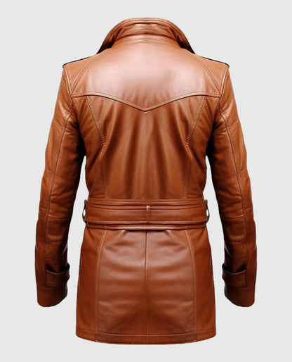 Tan Brown Leather Coat for Men