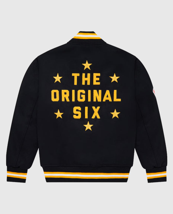 The Original Six Boston Bruins OVO Black Varsity Jacket