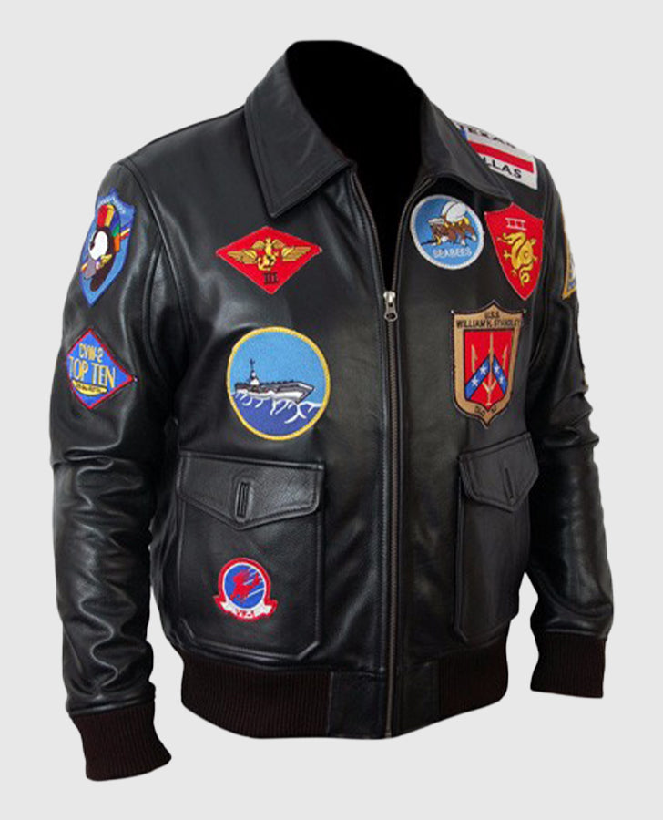 Top Gun Black Bomber Leather Jacket