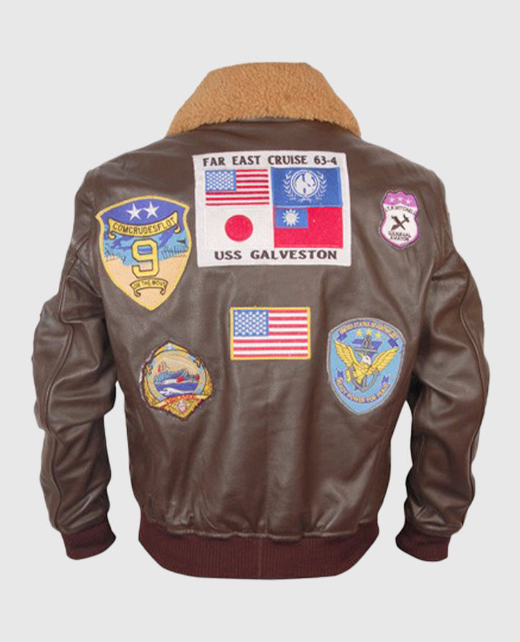 Top Gun Pete Mitchell Brown Bomber Leather Jacket