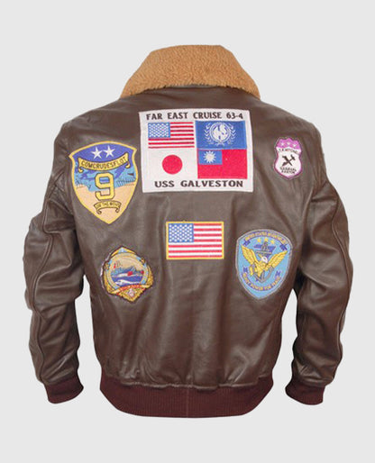 Top Gun Pete Mitchell Brown Bomber Leather Jacket