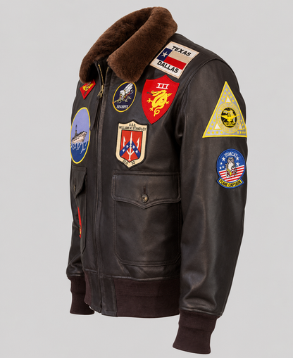 Pete Mitchell Top Gun Brown Bomber Leather Jacket