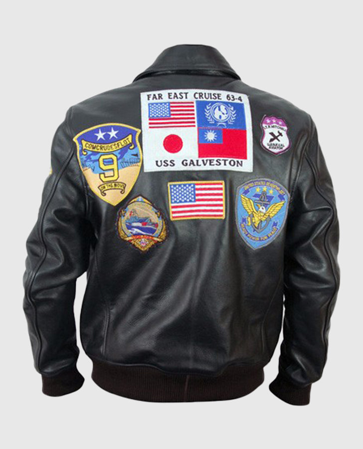 Top Gun Bomber Black Leather Jacket