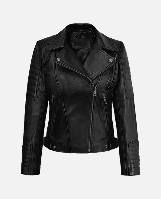 Victoria Justice Black Leather Biker Jacket