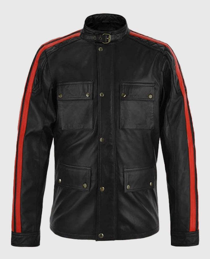 Vin Diesel Red Stripes Leather Jacket