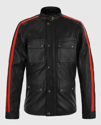 Vin Diesel Red Stripes Leather Jacket