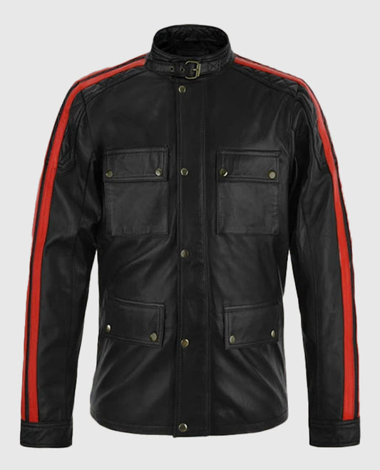 Vin Diesel Red Stripes Leather Jacket