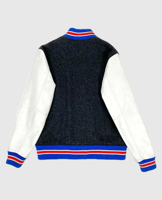 White and Black Supreme Tiger Varsity Jacket