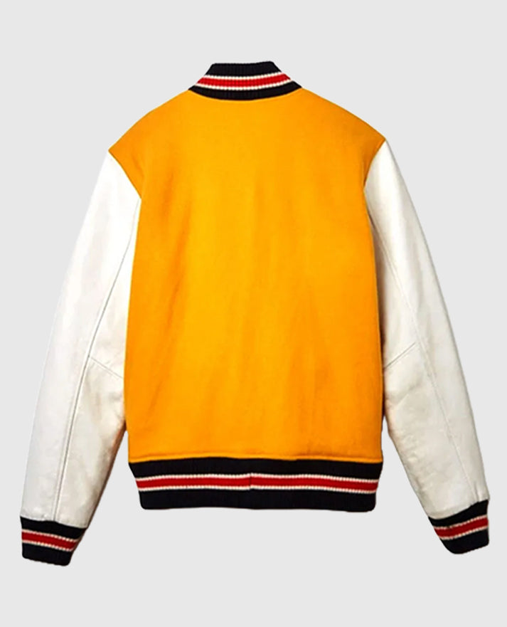 White and Yellow Supreme Tiger Varsity Jacket