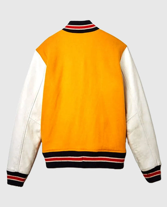 White and Yellow Supreme Tiger Varsity Jacket