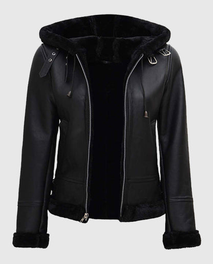 Womens-Black-Shearling-Bomber-Leather-Jacket-with-Hood