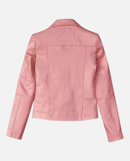 Women's Pink  Biker Leather Jacket