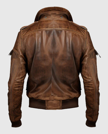 Women's Vintage Brown Bomber Leather Jacket
