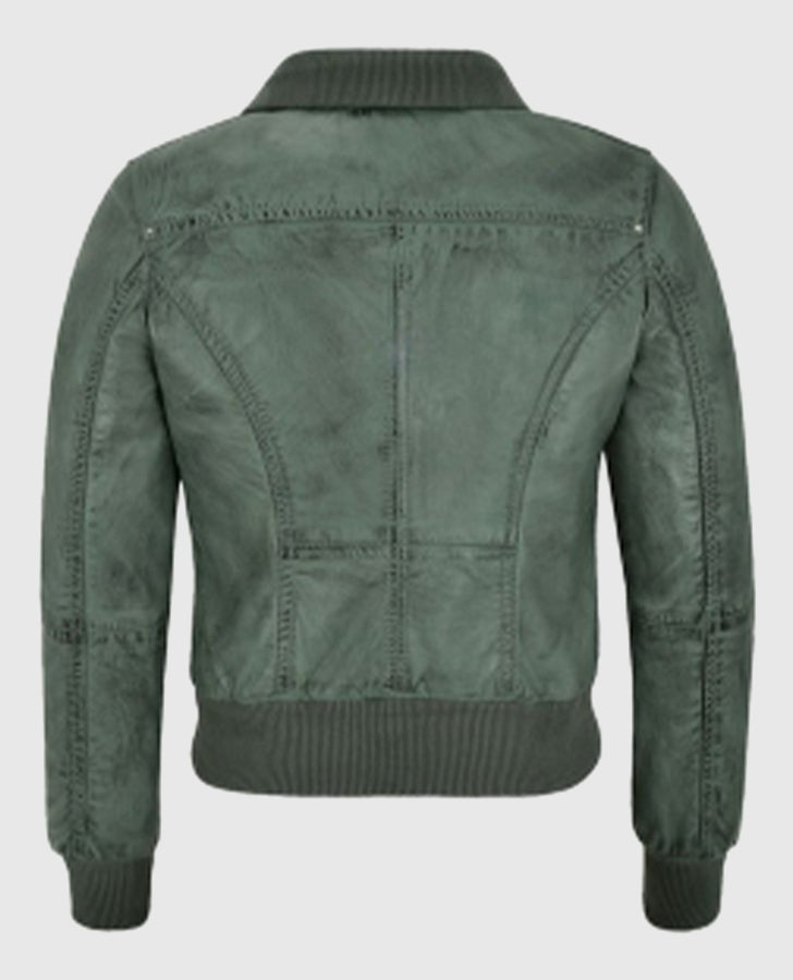 Women's Aviator Bomber Grey Leather Jacket