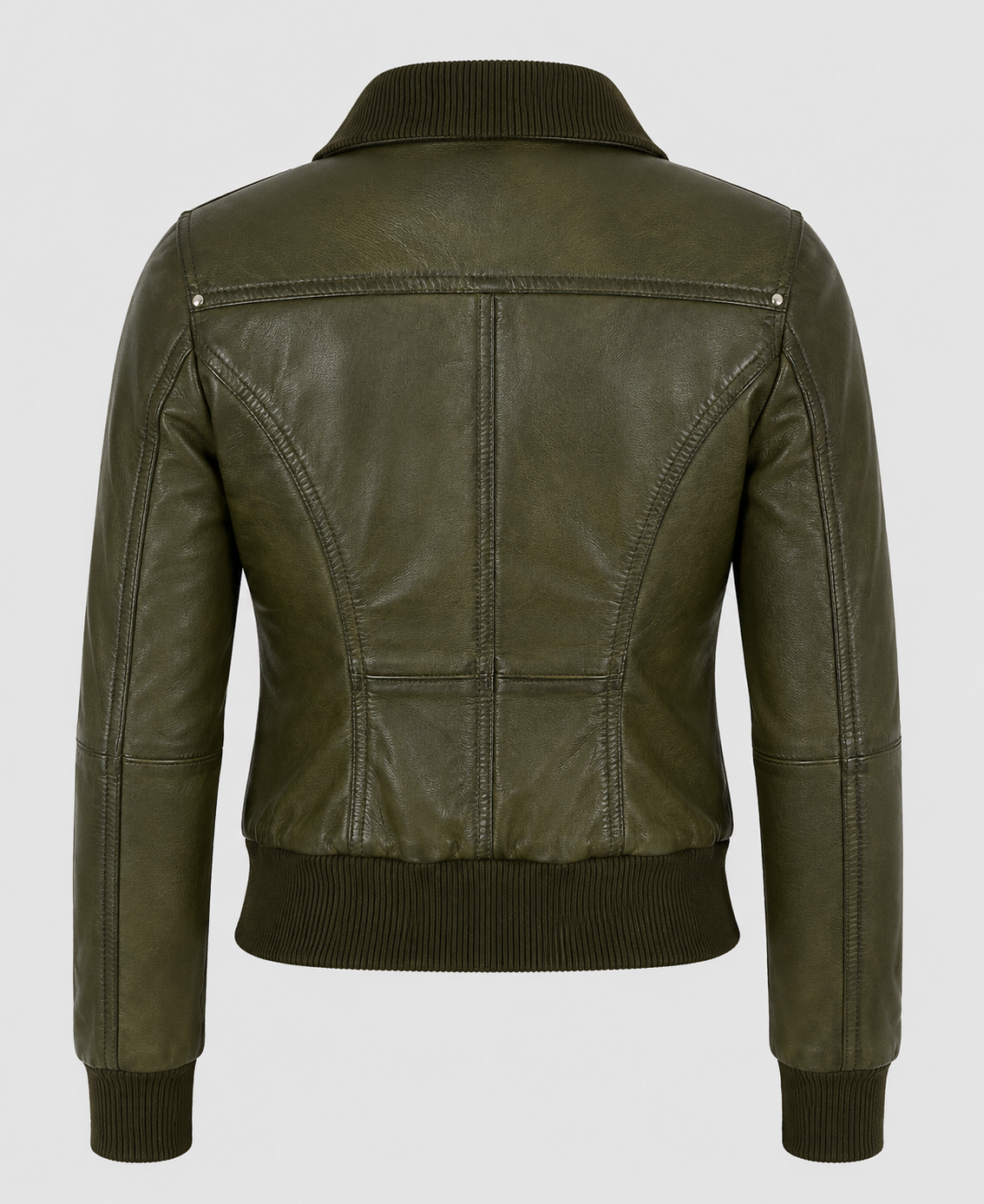 Womens Aviator Olive Green Bomber Leather Jacket