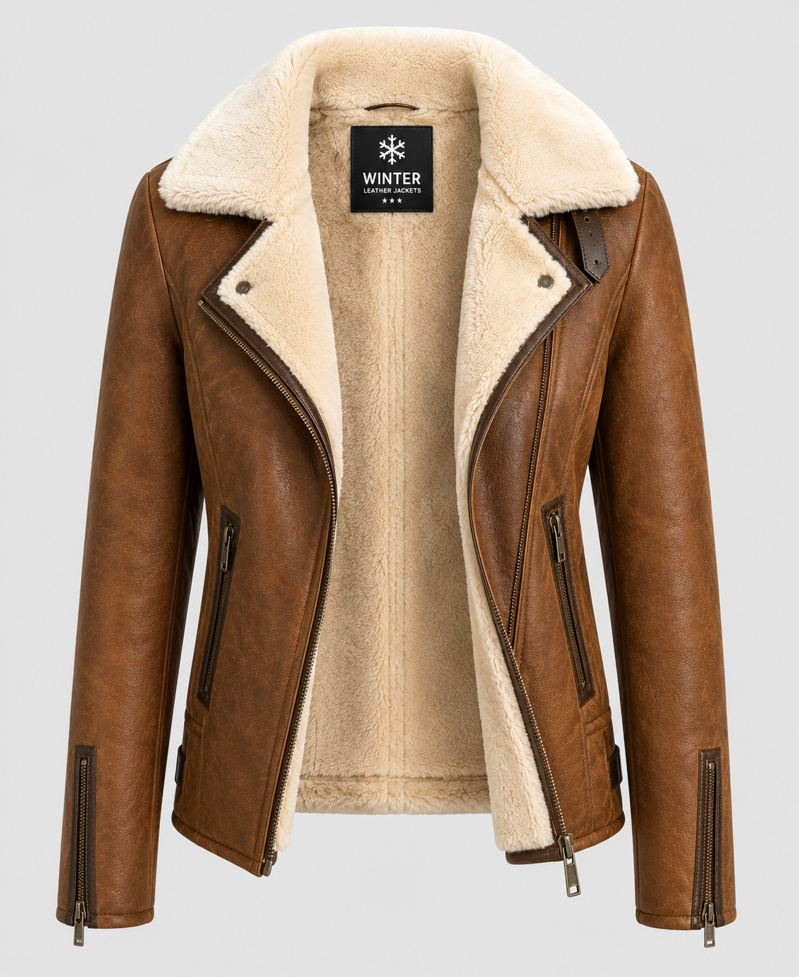 Womens  B-3 Aviator Brown Leather Shearling Jacket