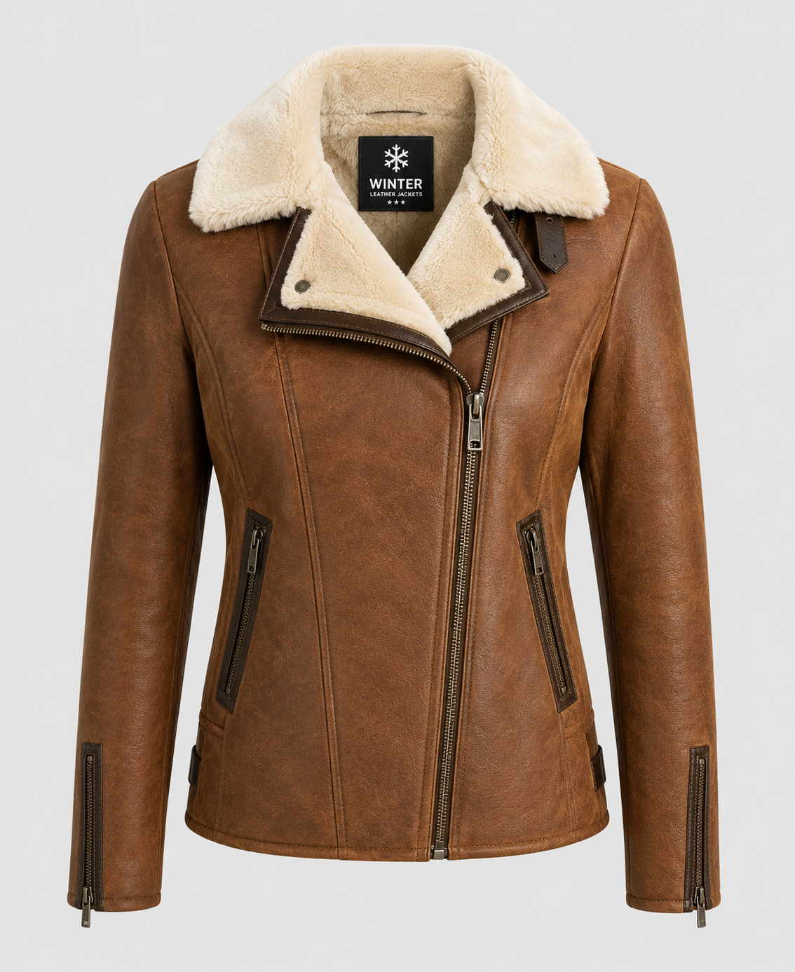 Women's  B-3 Aviator Brown Leather Shearling Jacket