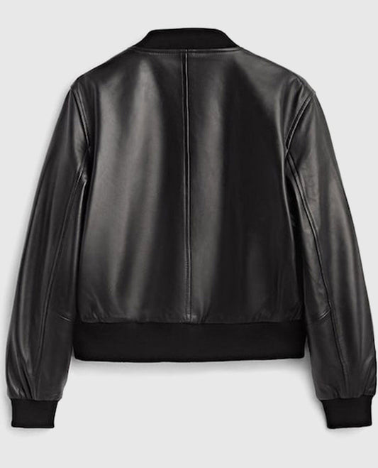 Women's B3 Aviator Black Leather Bomber Jacket