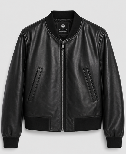 Women's B3 Aviator Black Leather Bomber Jacket