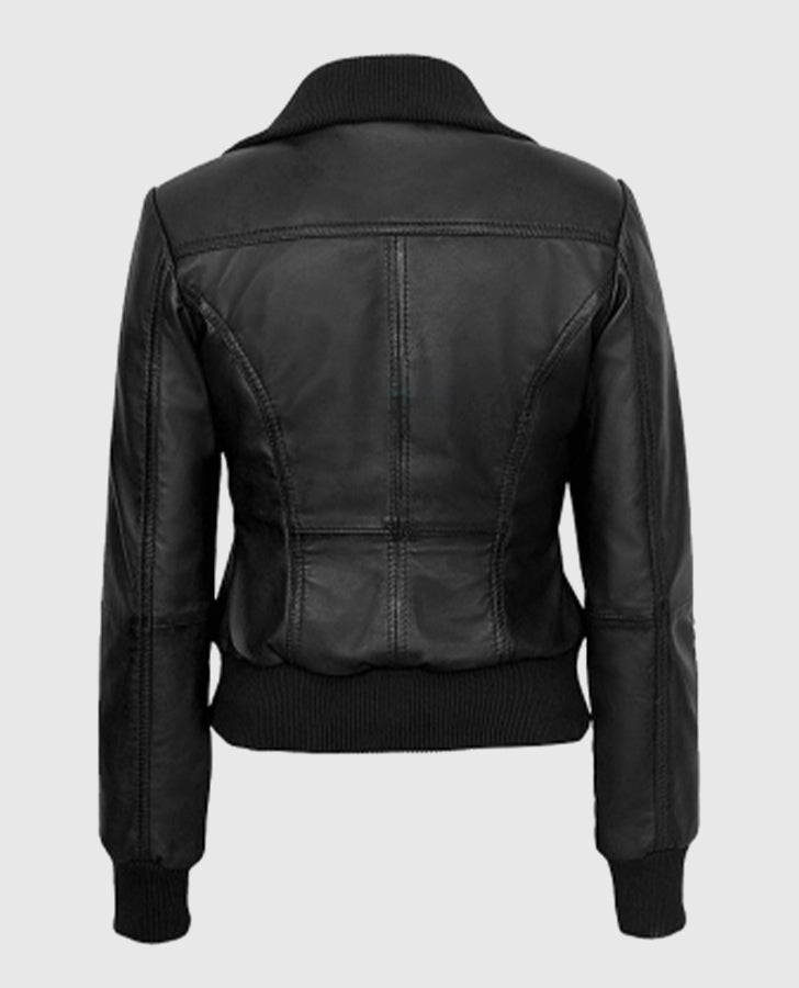 Women's Black Bomber Leather Jacket