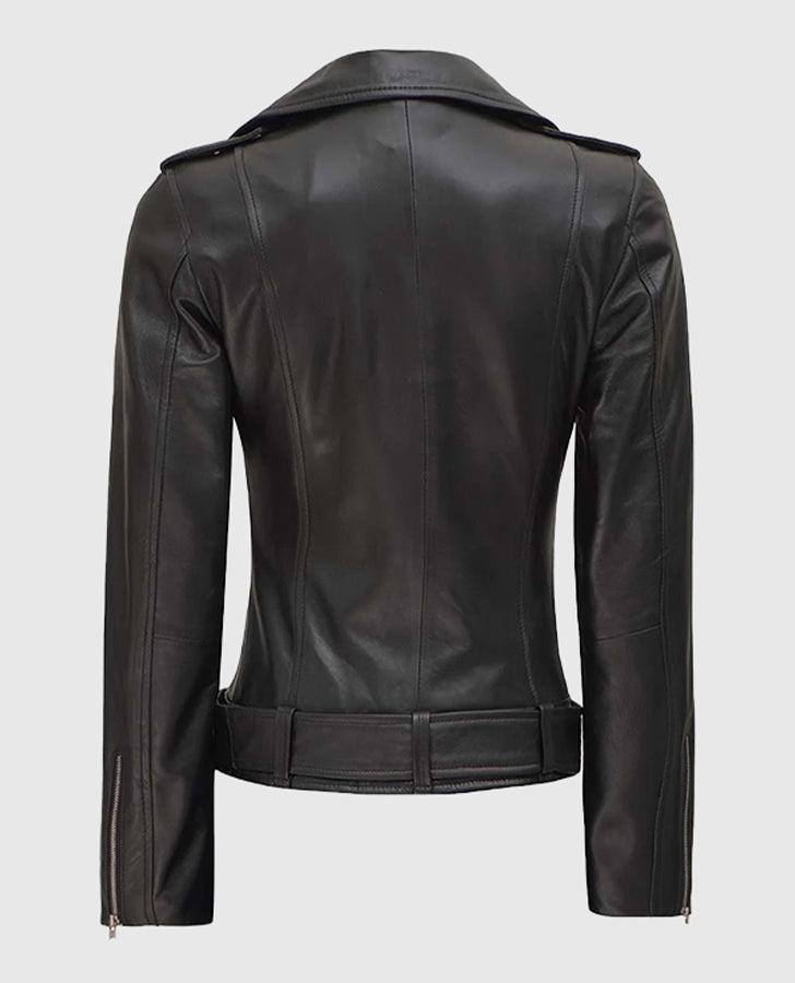 Women's Black Leather Biker Jacket