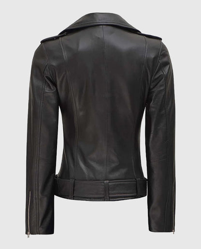 Women's Black Leather Biker Jacket