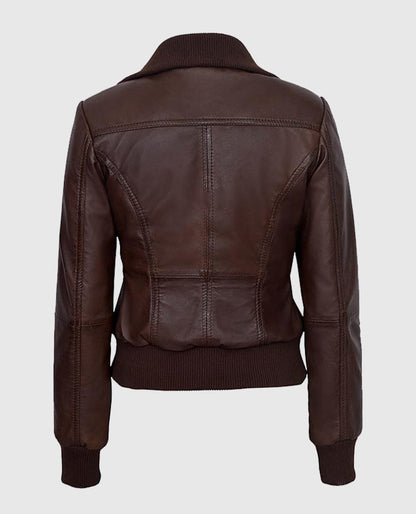 Women's Brown Bomber Leather Jacket