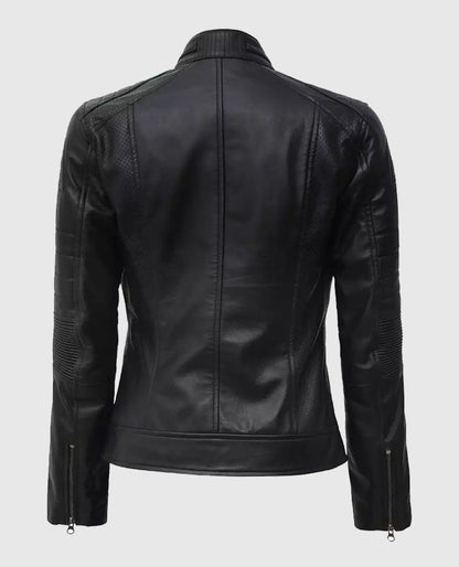Women's Cafe Racer Black Leather Jacket