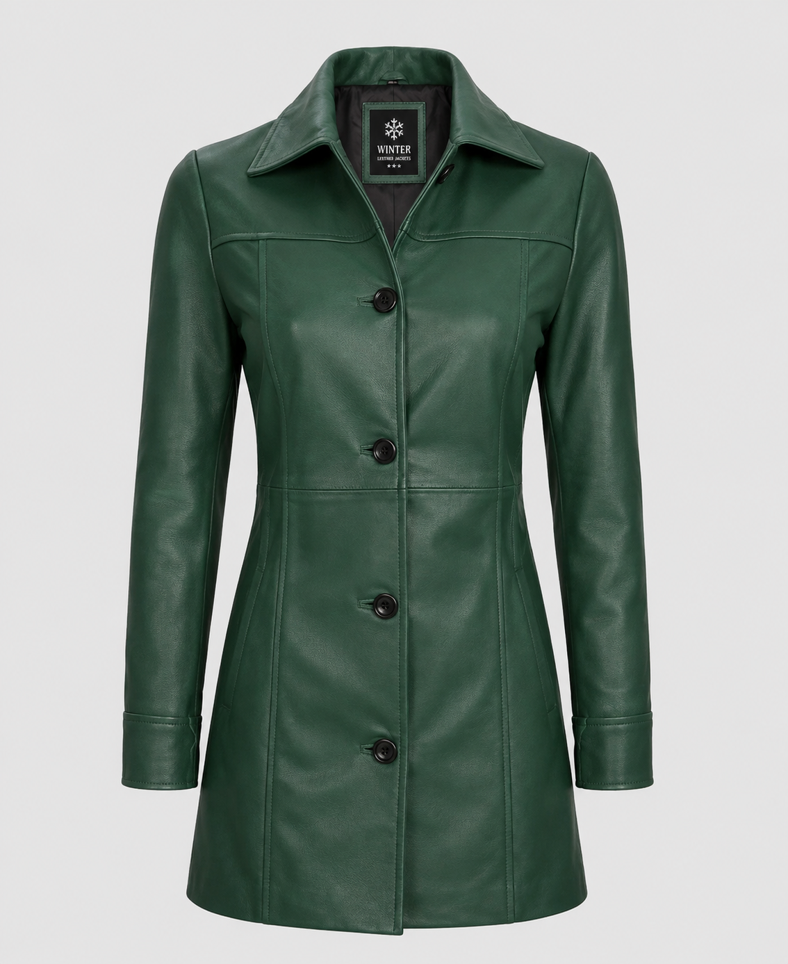 Women's Green Leather Coat