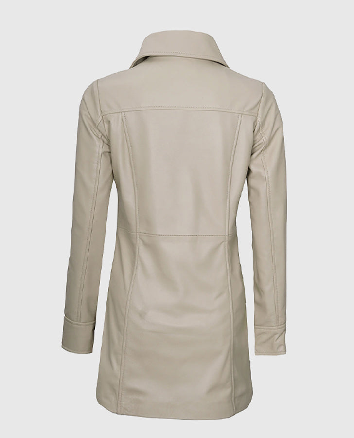 Women's Leather Biege Coat