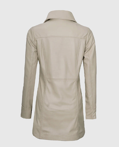 Women's Leather Biege Coat