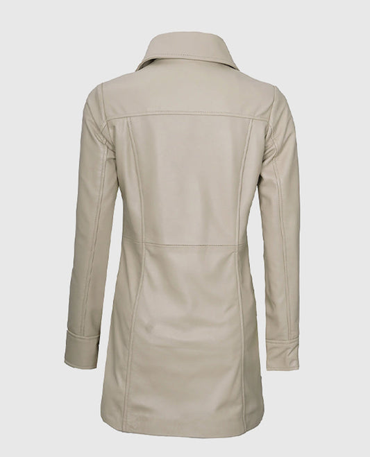 Women's Leather Biege Coat