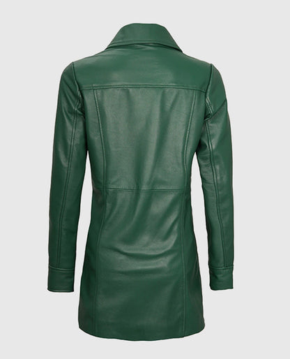 Women's Leather Green Coat
