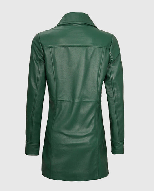 Women's Leather Green Coat
