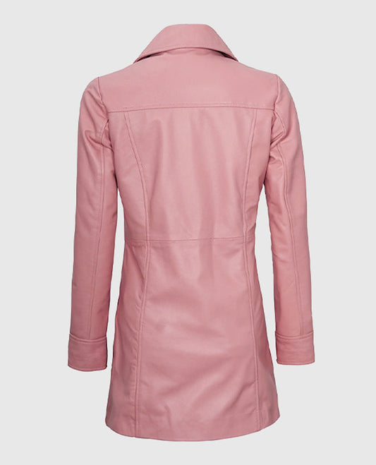 Women's Leather Pink Coat