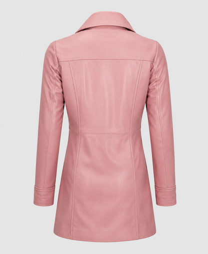 Womens Pink Leather Coat