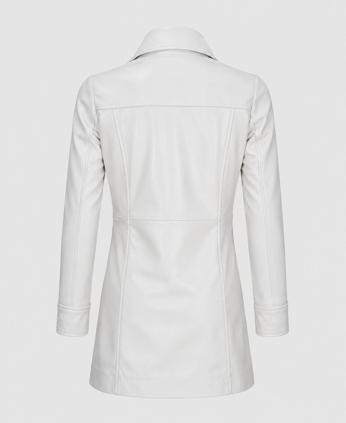 Womens White Leather Coat