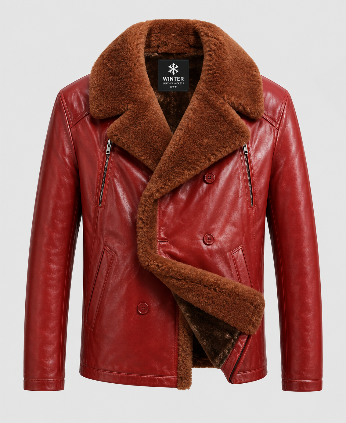 Women's Shearling Red Leather Jacket